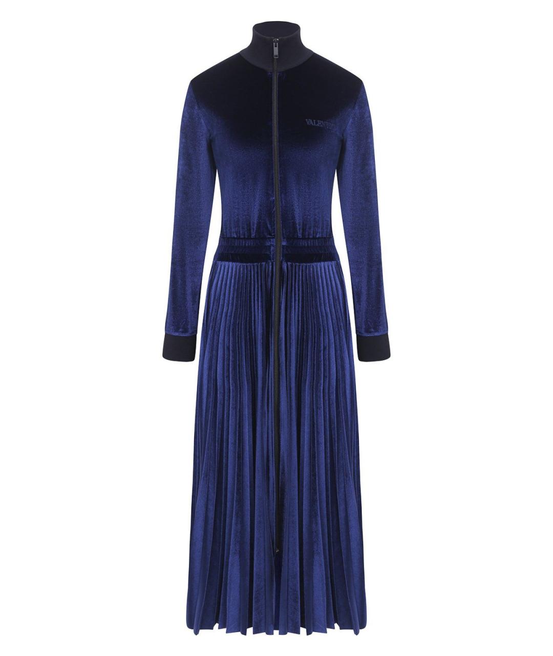 VALENTINO Темно-синее бархатное повседневное платье, фото 1