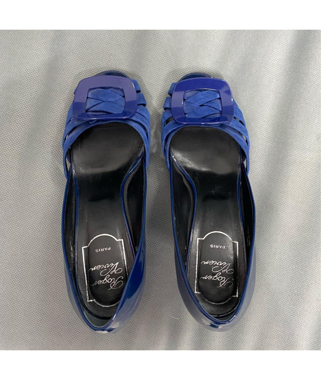 ROGER VIVIER Темно-синие кожаные туфли, фото 3