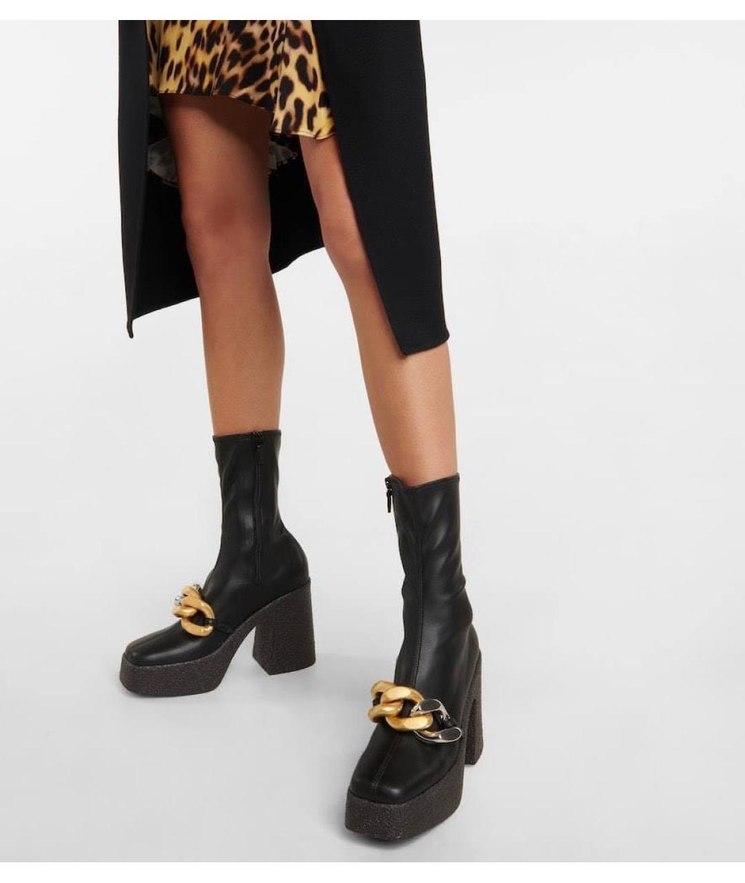 STELLA MCCARTNEY Черные кожаные ботильоны, фото 4