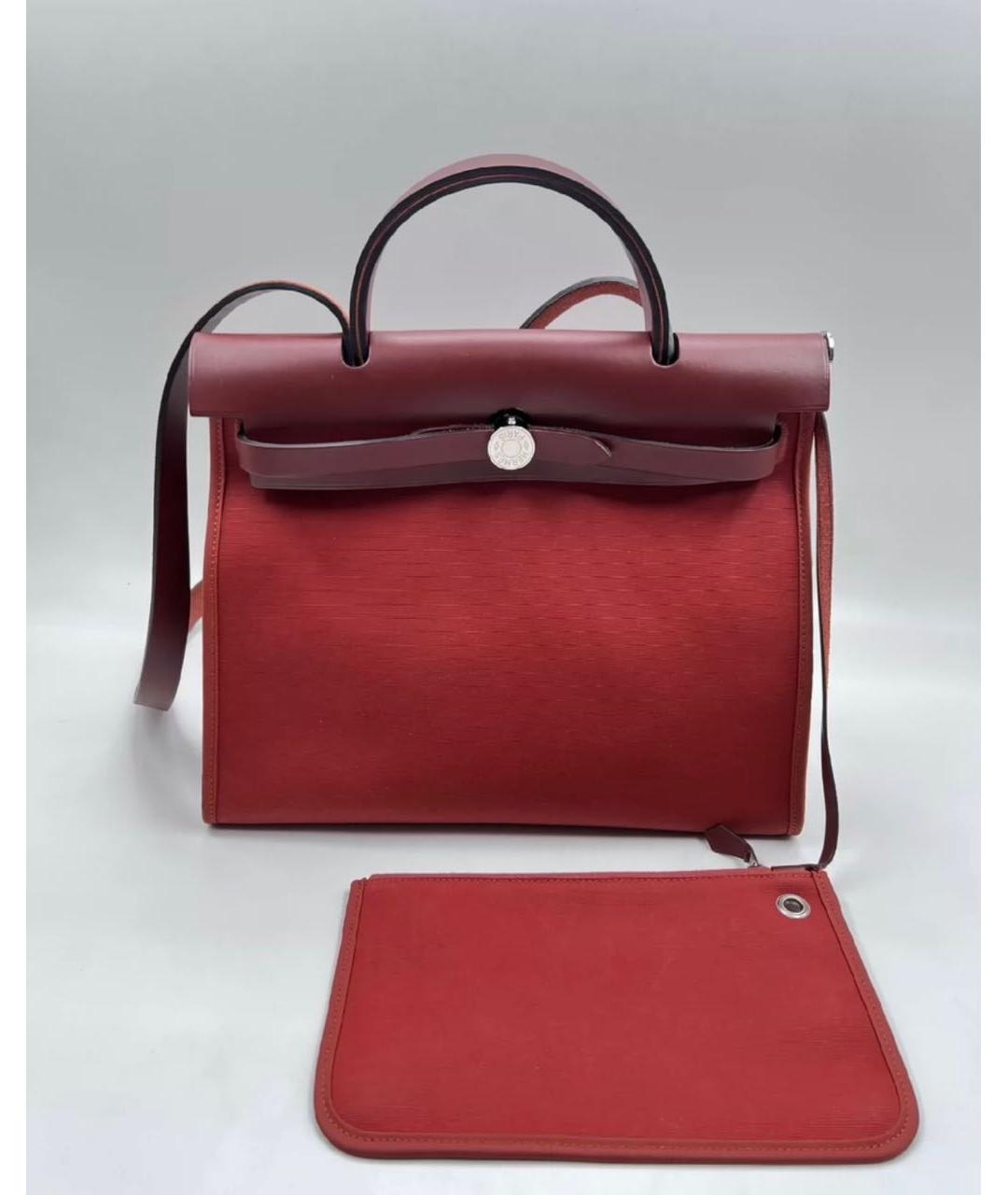HERMES Бордовая тканевая сумка через плечо, фото 3