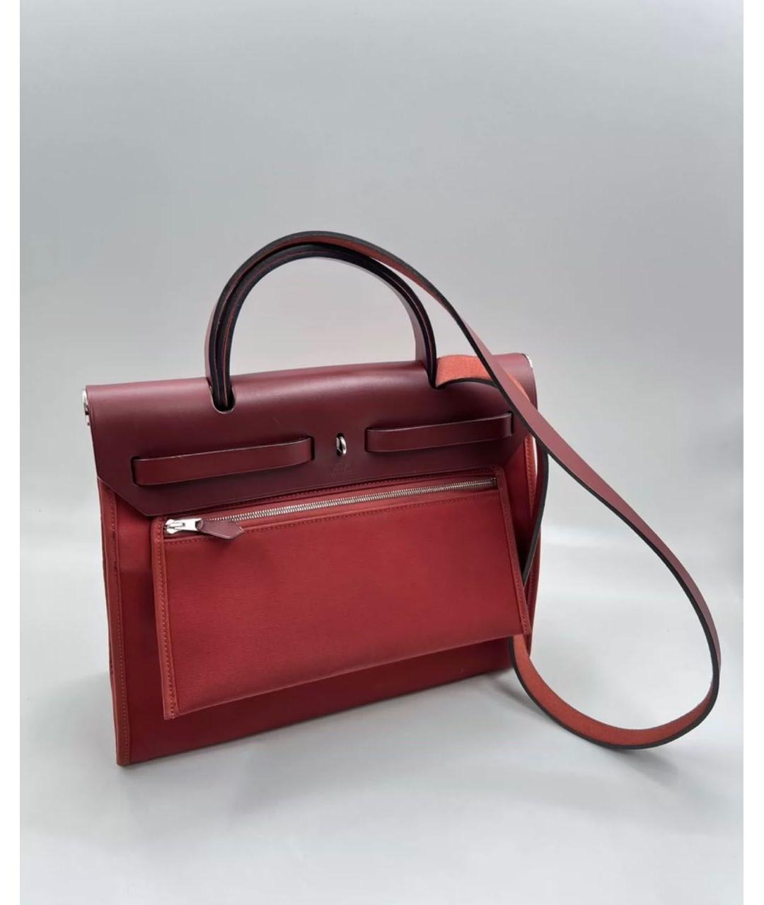 HERMES Бордовая тканевая сумка через плечо, фото 4