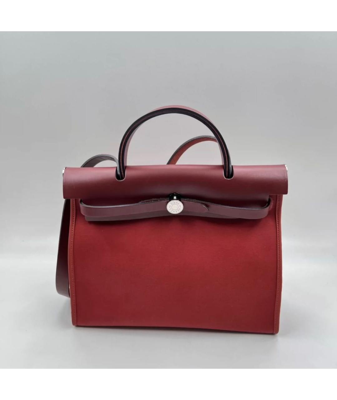 HERMES Бордовая тканевая сумка через плечо, фото 2