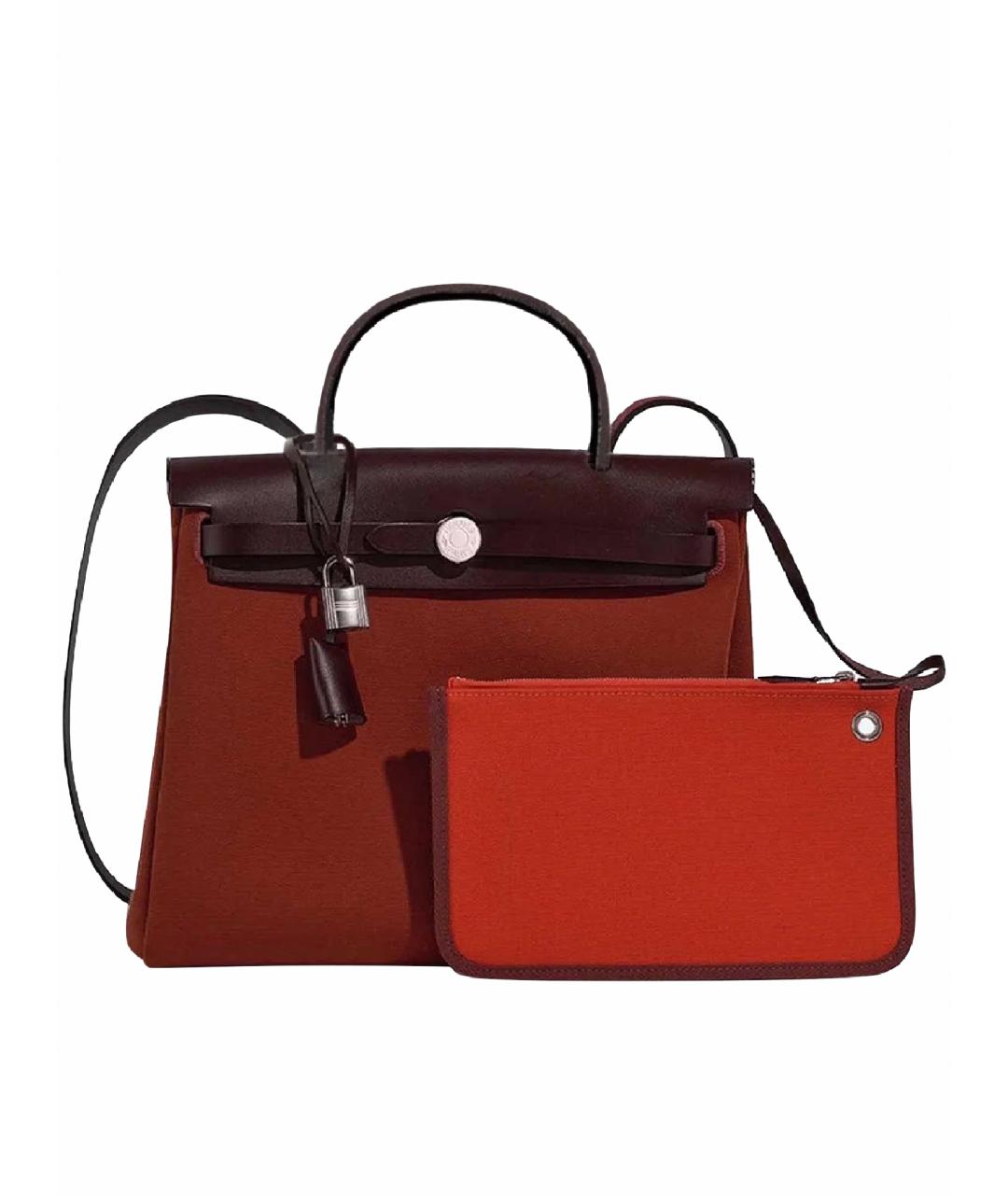 HERMES Бордовая тканевая сумка через плечо, фото 1