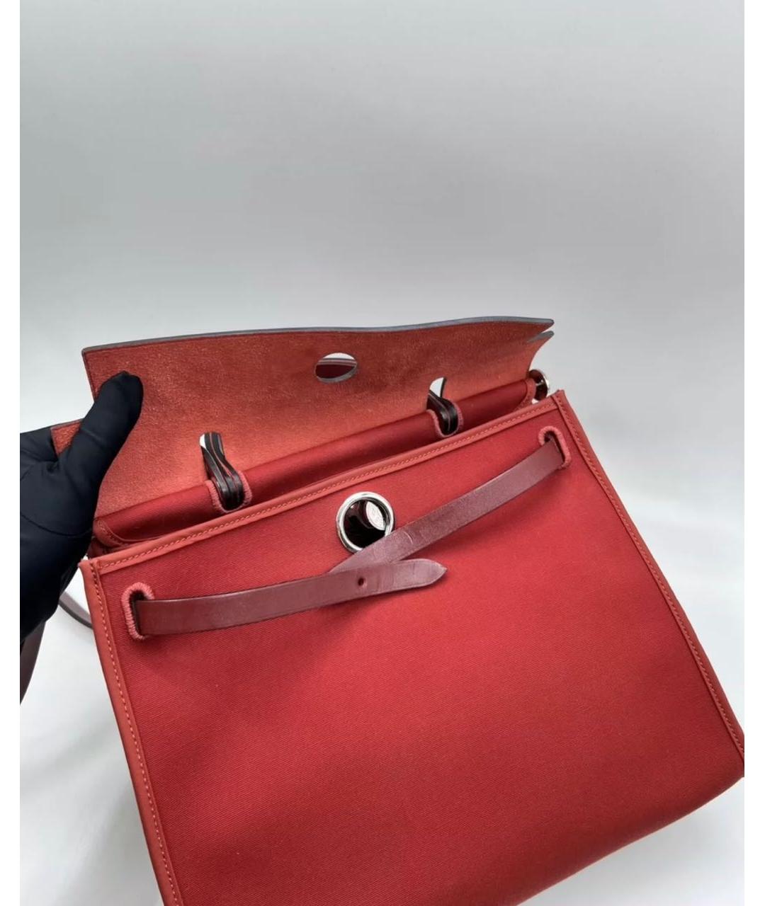 HERMES Бордовая тканевая сумка через плечо, фото 7