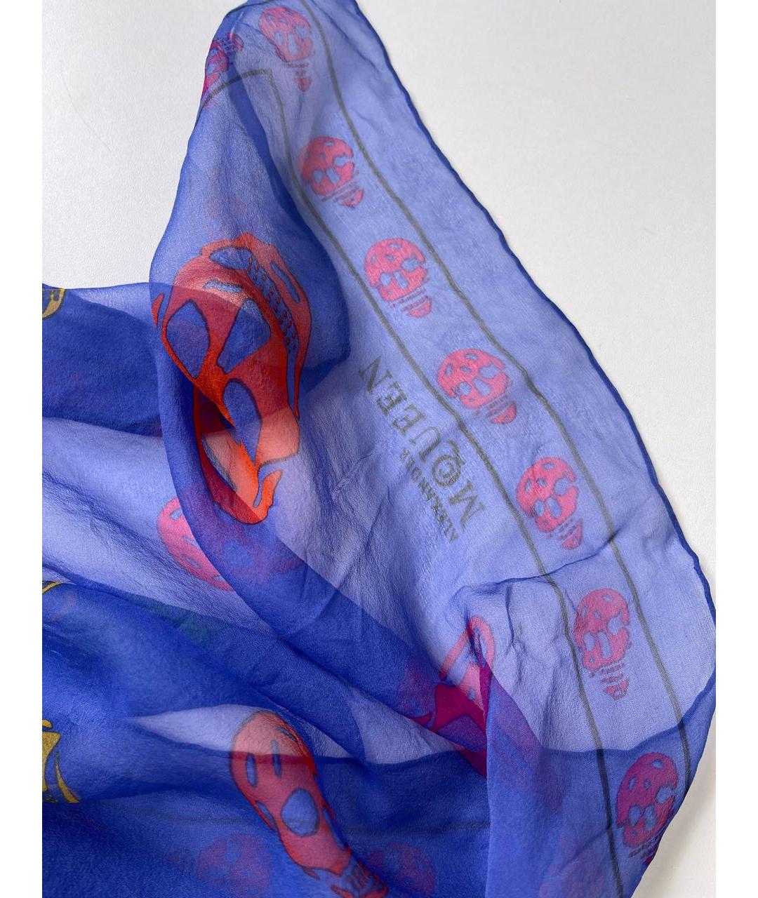 ALEXANDER MCQUEEN Синий шелковый платок, фото 4