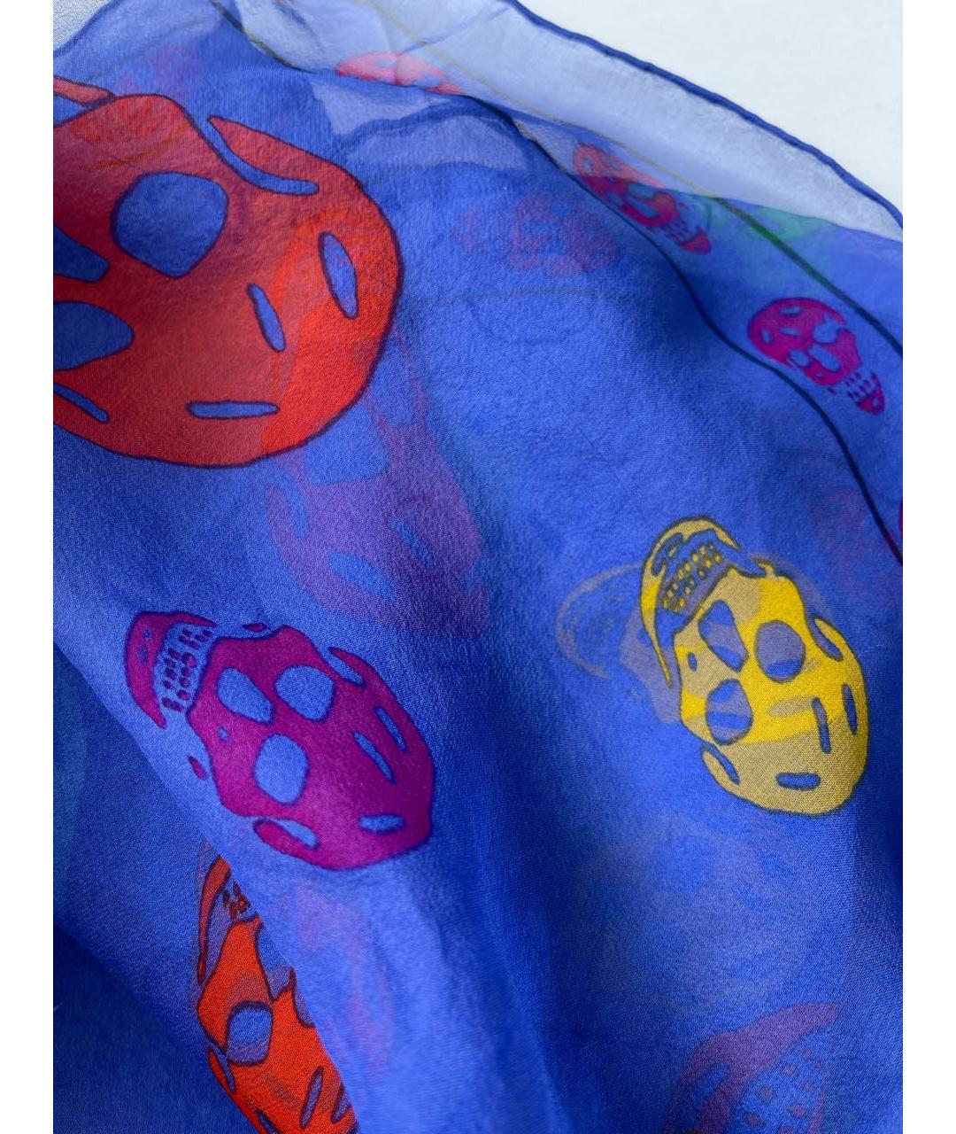 ALEXANDER MCQUEEN Синий шелковый платок, фото 3