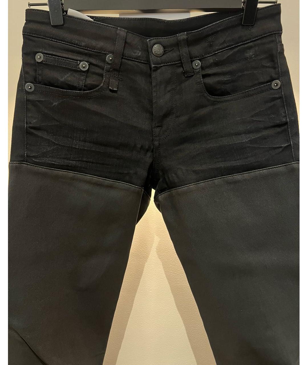 R13 Черные джинсы слим, фото 4