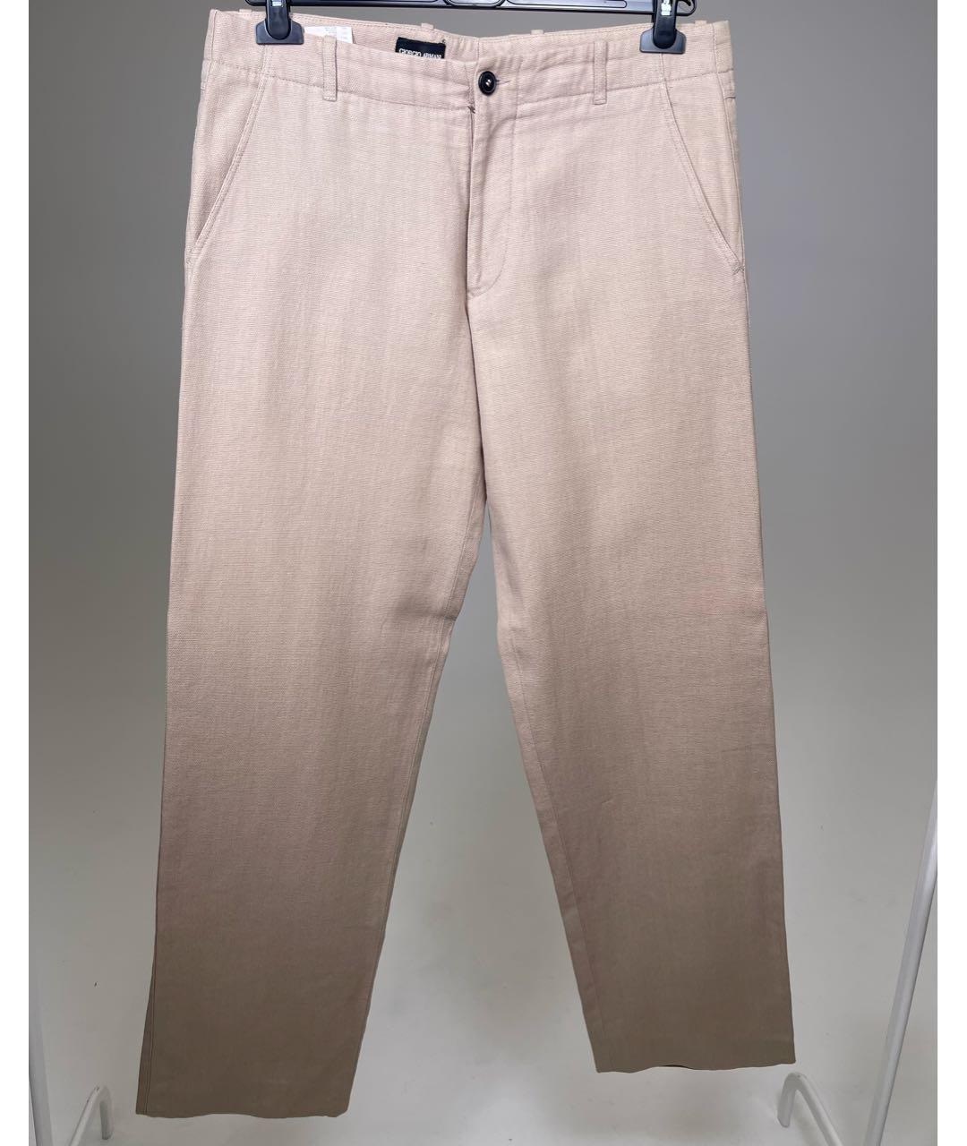 GIORGIO ARMANI Бежевые льняные повседневные брюки, фото 8