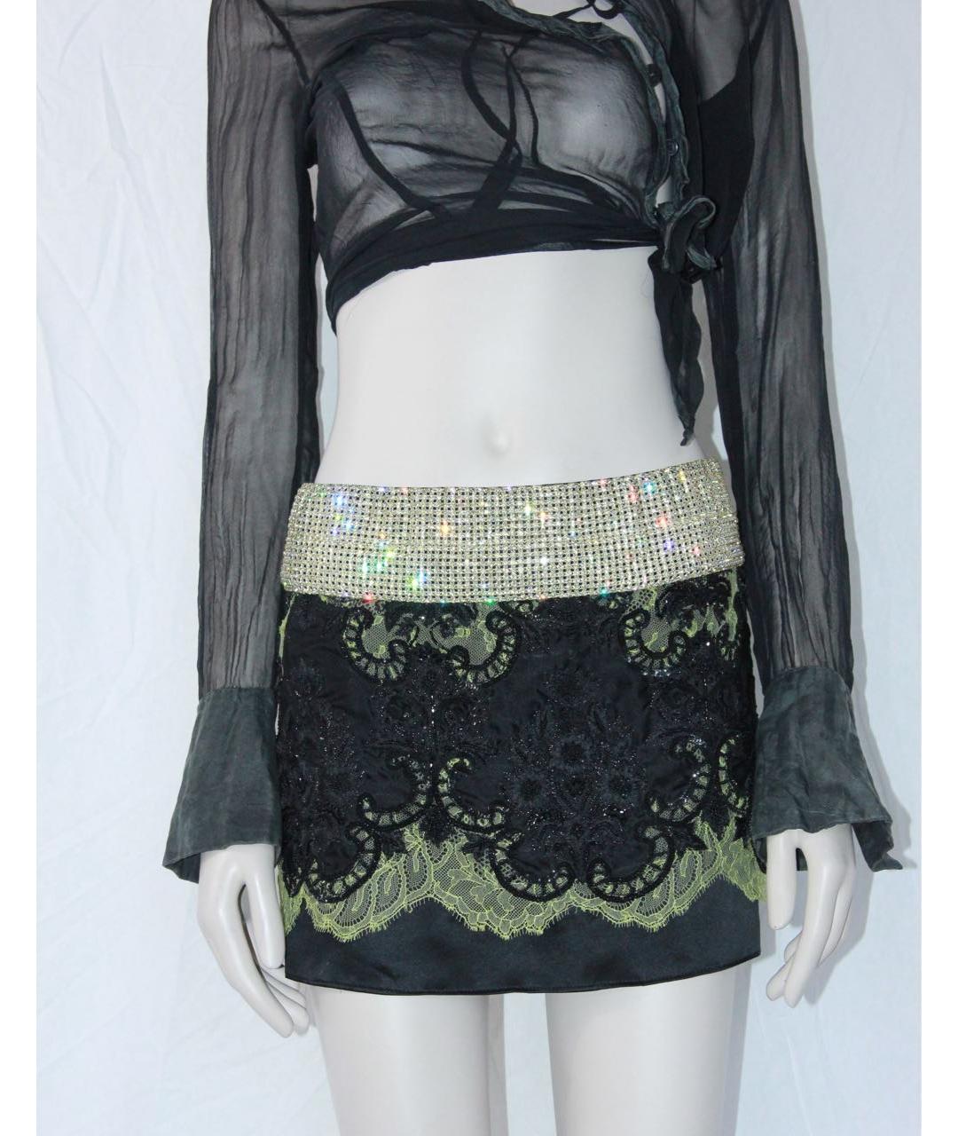 DOLCE&GABBANA Черная шелковая юбка мини, фото 5