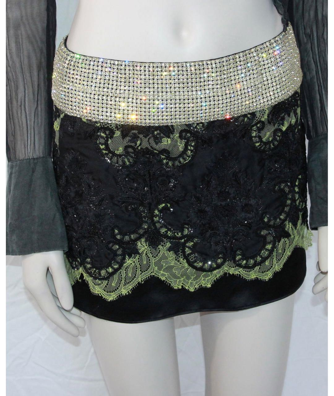 DOLCE&GABBANA Черная шелковая юбка мини, фото 7