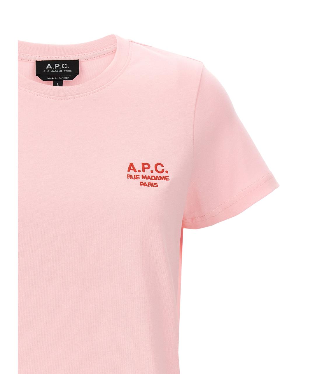 A.P.C. Розовая хлопковая футболка, фото 3