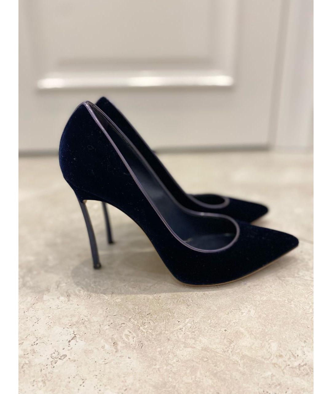 CASADEI Темно-синие бархатные туфли, фото 7