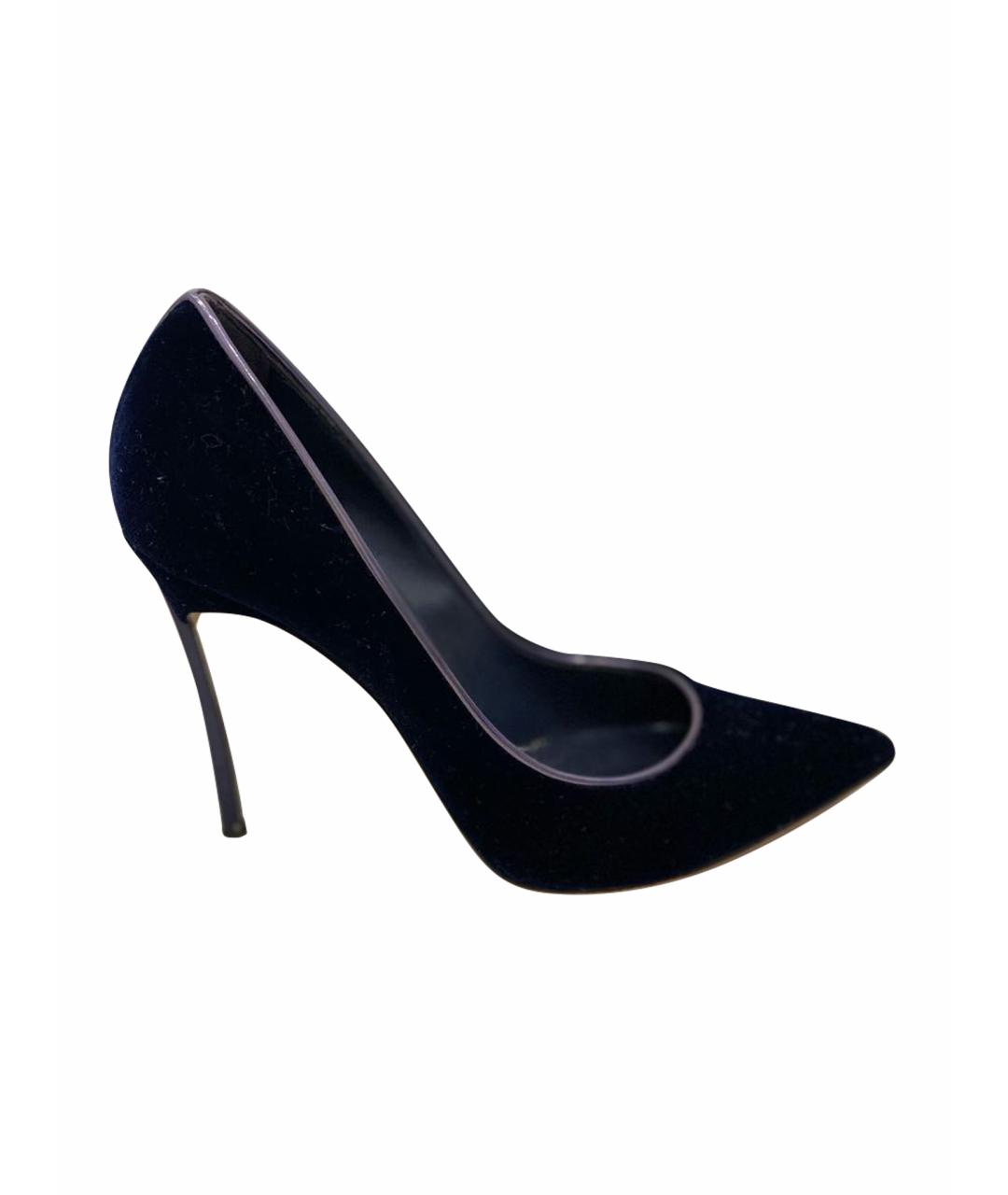 CASADEI Темно-синие бархатные туфли, фото 1