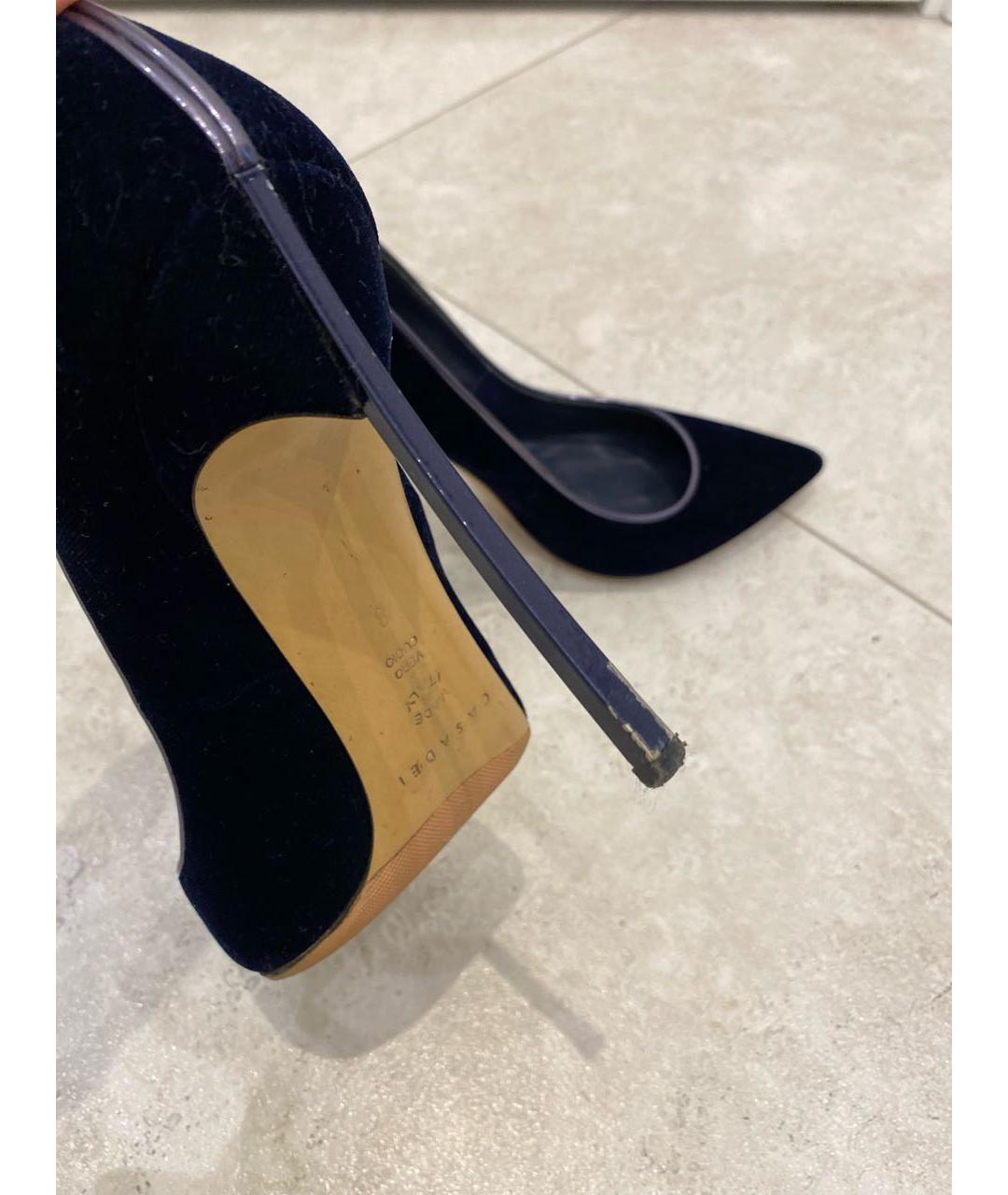 CASADEI Темно-синие бархатные туфли, фото 6