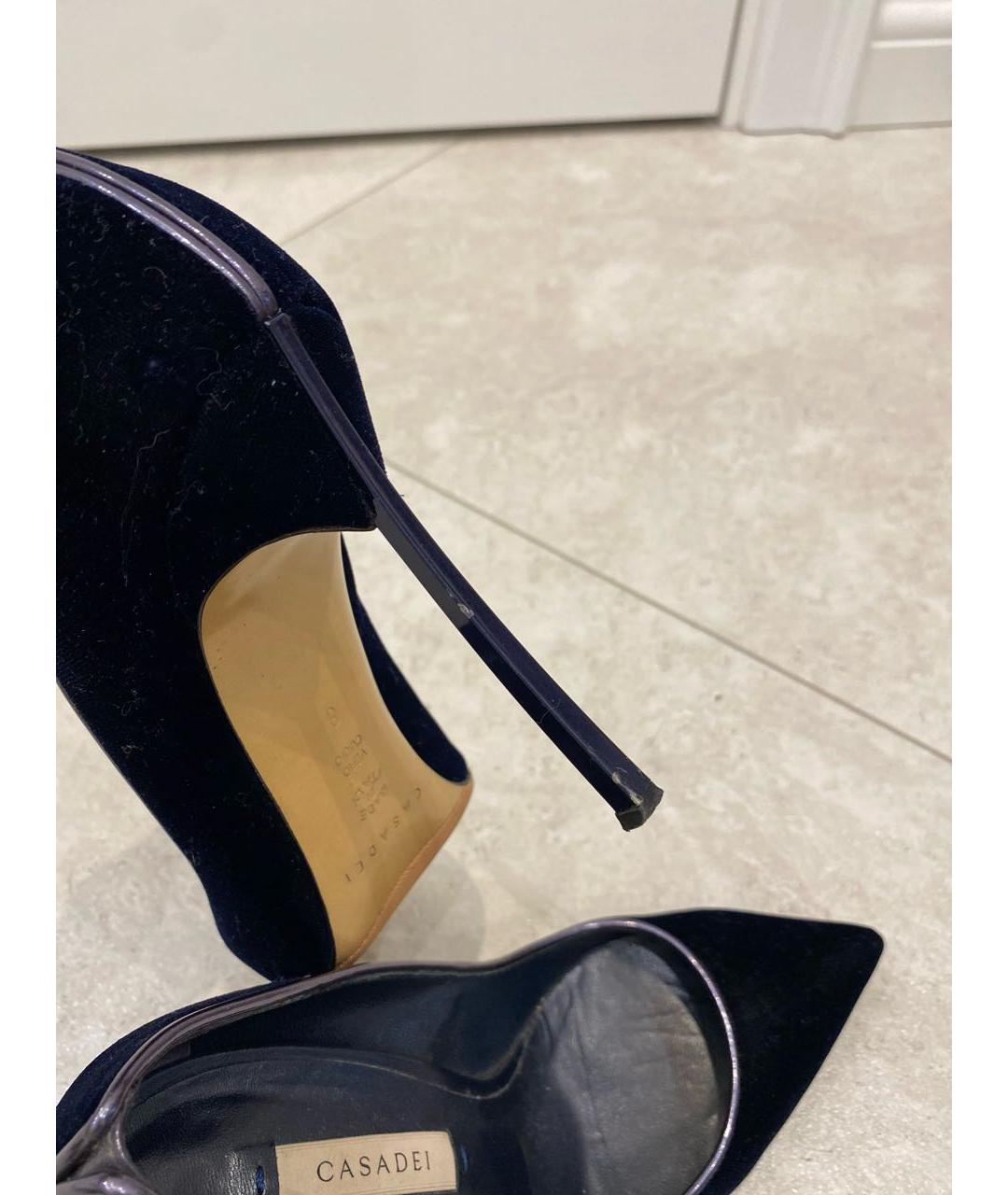 CASADEI Темно-синие бархатные туфли, фото 5