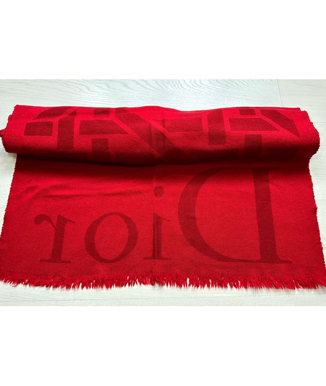 CHRISTIAN DIOR PRE-OWNED Красный шерстяной шарф, фото 3