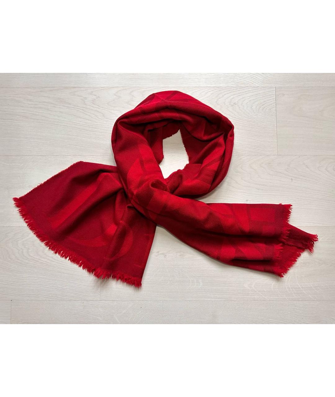 CHRISTIAN DIOR PRE-OWNED Красный шерстяной шарф, фото 2