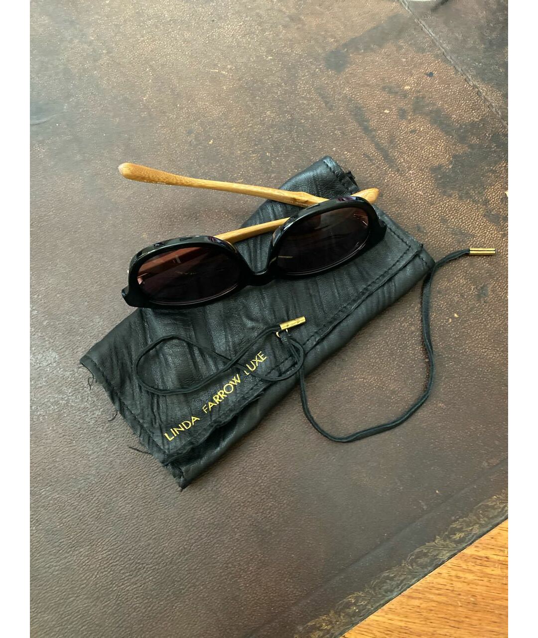 LINDA FARROW Черные пластиковые солнцезащитные очки, фото 6