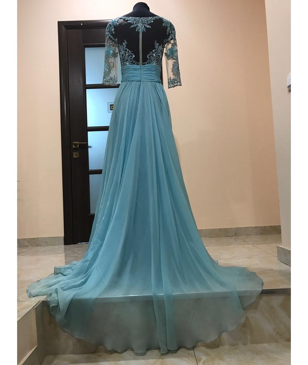 ZUHAIR MURAD Голубое шелковое вечернее платье, фото 8