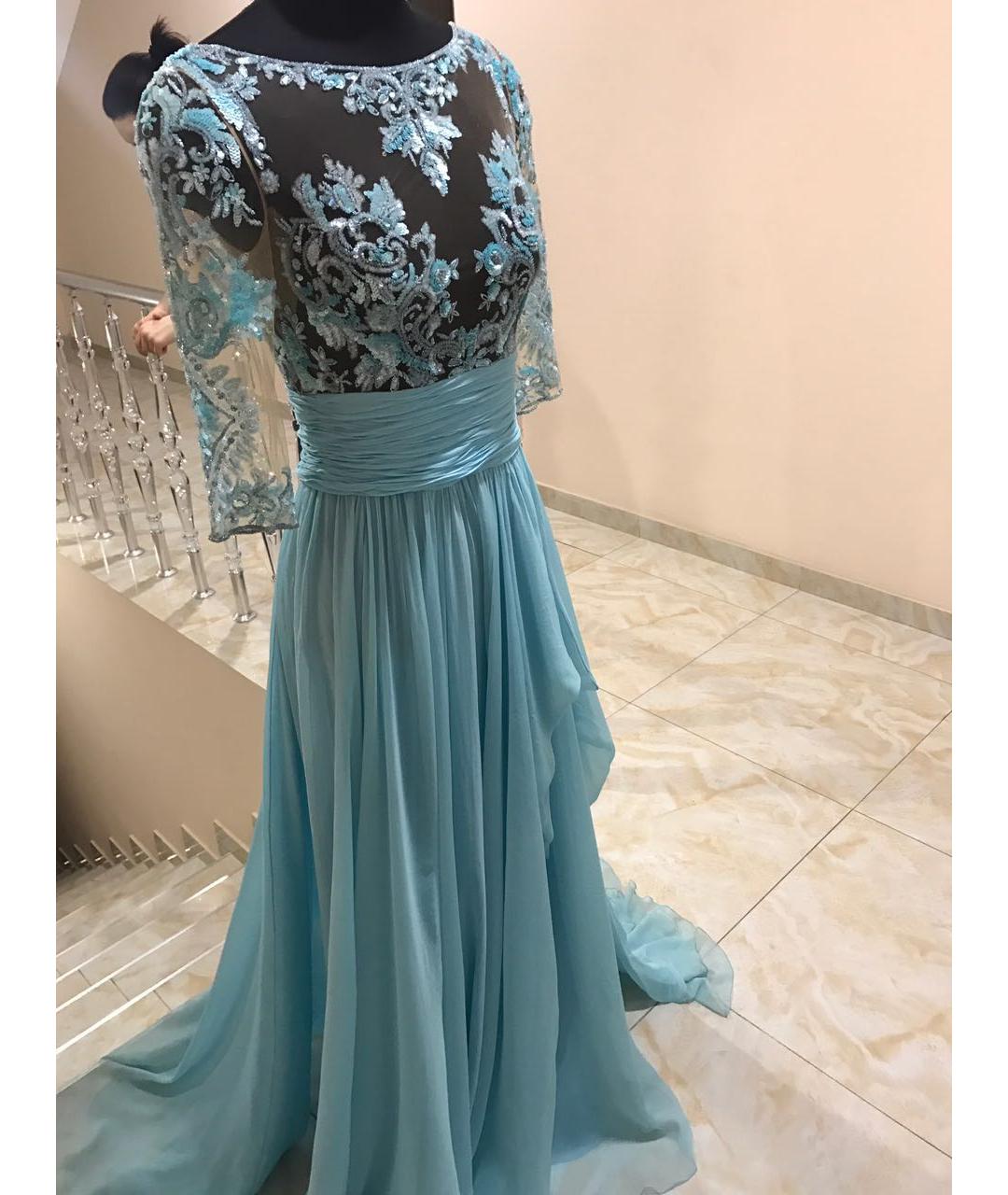 ZUHAIR MURAD Голубое шелковое вечернее платье, фото 3
