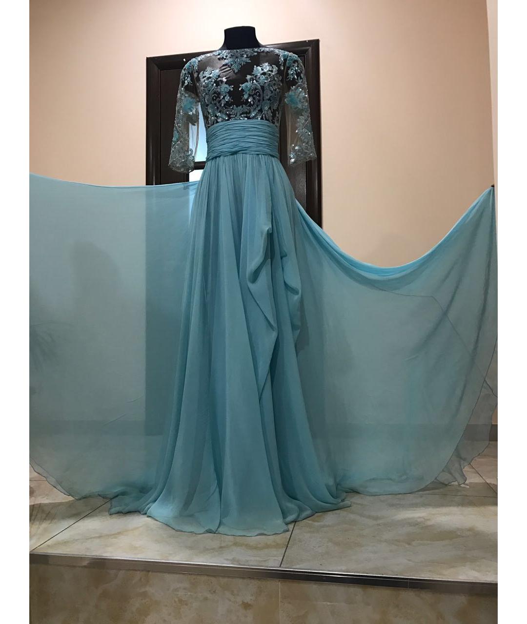 ZUHAIR MURAD Голубое шелковое вечернее платье, фото 7
