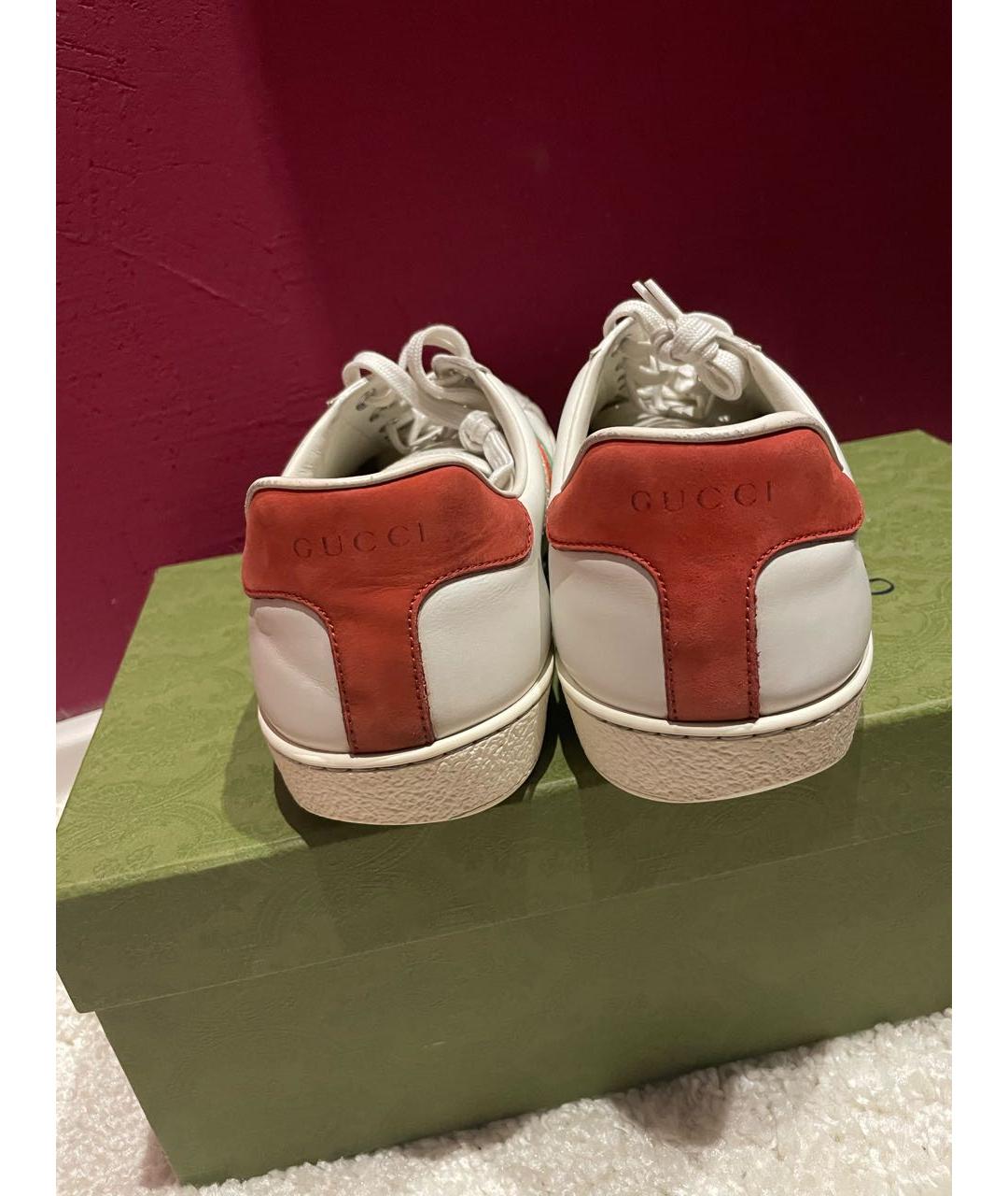 GUCCI Белые кожаные слипоны, фото 4