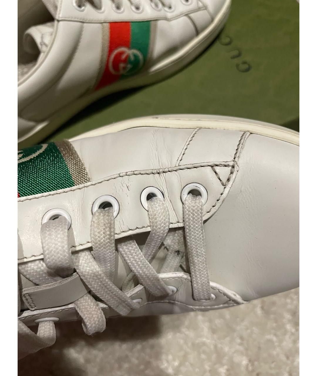 GUCCI Белые кожаные слипоны, фото 5