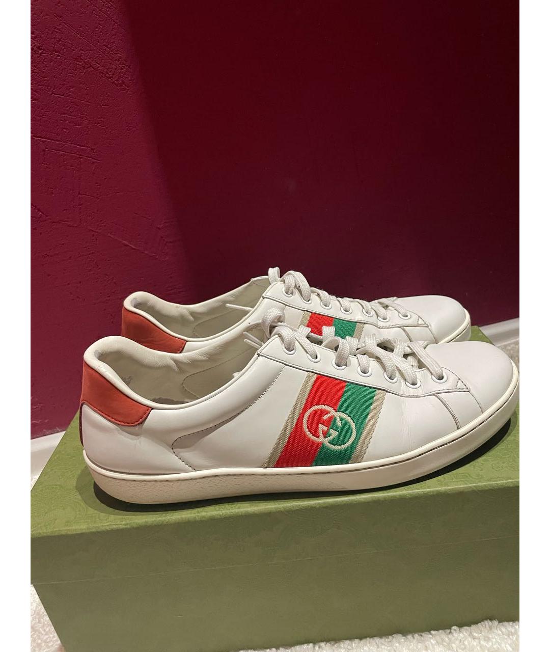 GUCCI Белые кожаные слипоны, фото 7