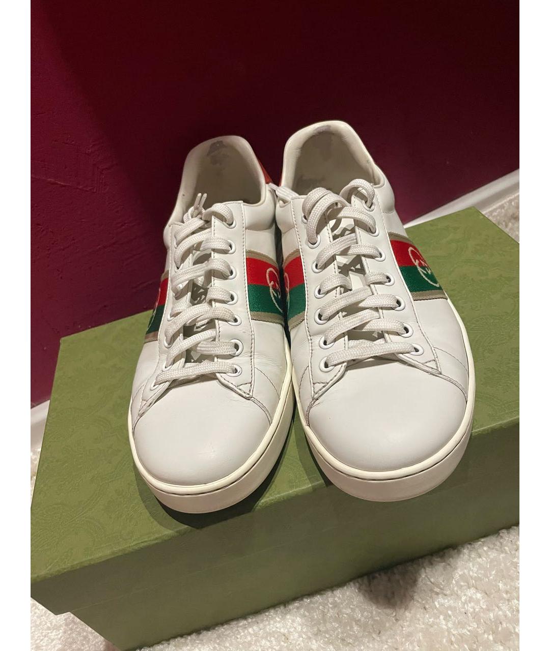 GUCCI Белые кожаные слипоны, фото 2