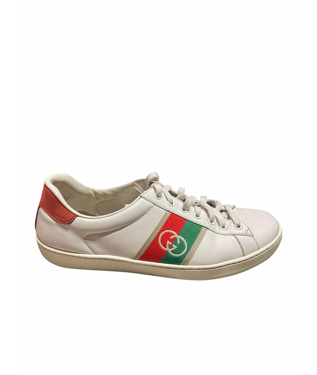 GUCCI Белые кожаные слипоны, фото 1
