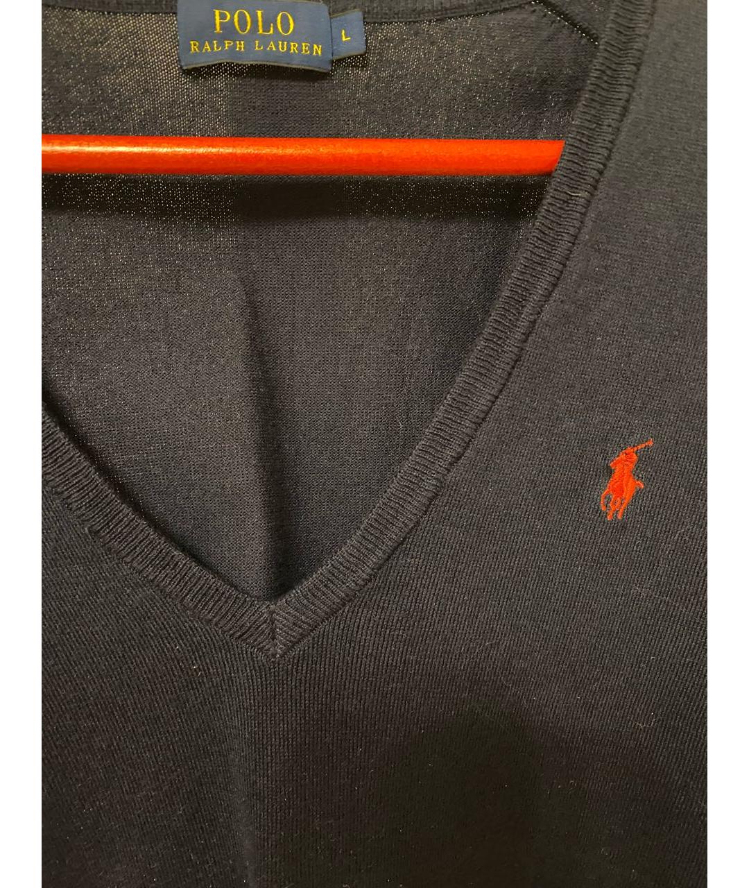 POLO RALPH LAUREN Темно-синий хлопковый джемпер / свитер, фото 3