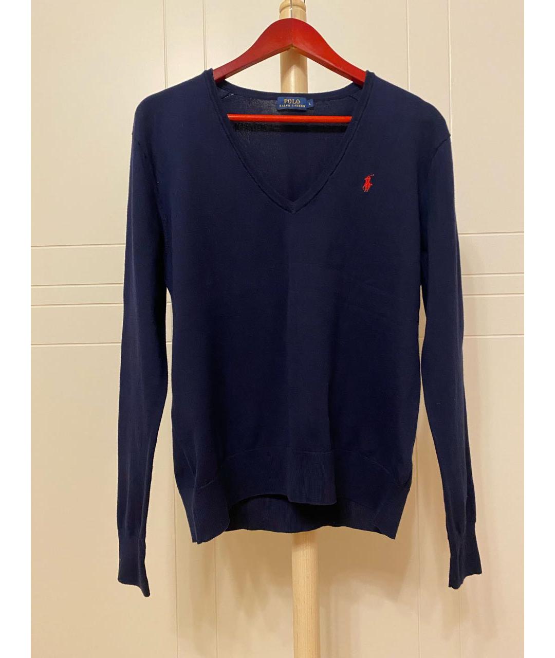 POLO RALPH LAUREN Темно-синий хлопковый джемпер / свитер, фото 6