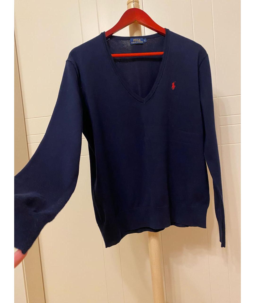 POLO RALPH LAUREN Темно-синий хлопковый джемпер / свитер, фото 5