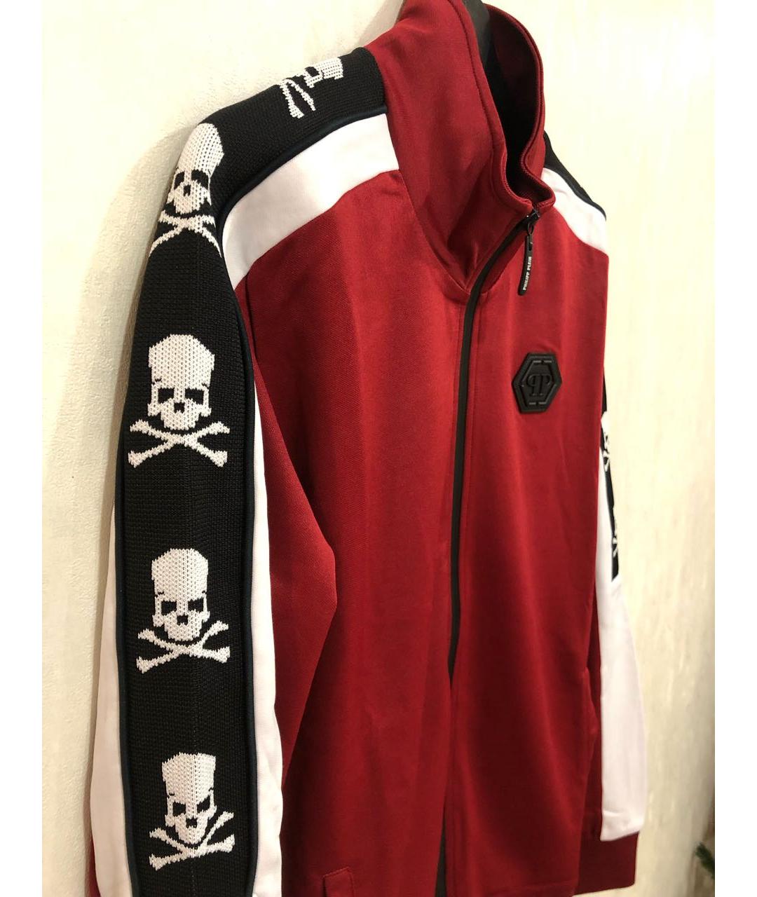PHILIPP PLEIN Бордовая полиэстеровая спортивная куртка, фото 4