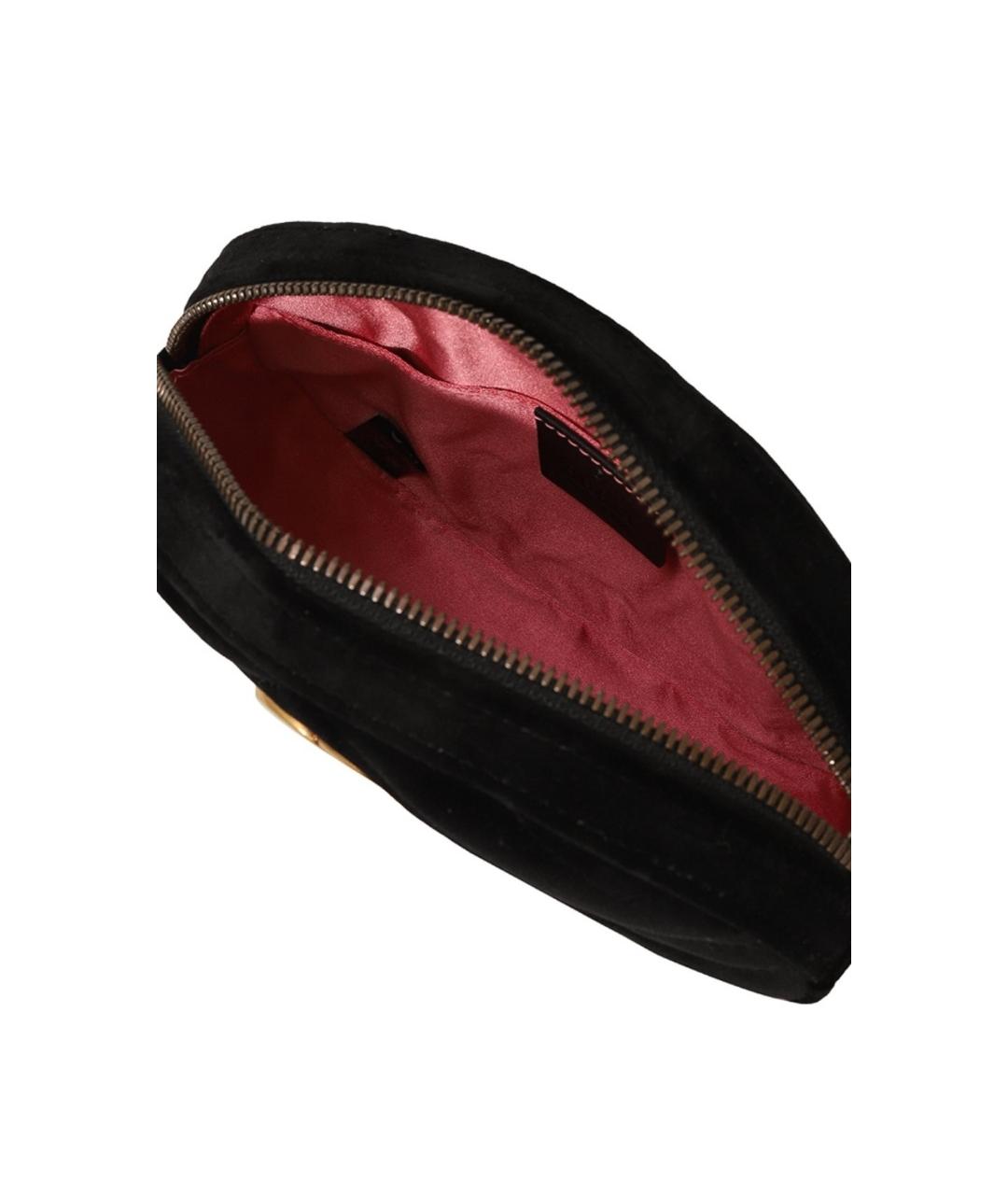 GUCCI Черная бархатная поясная сумка, фото 4