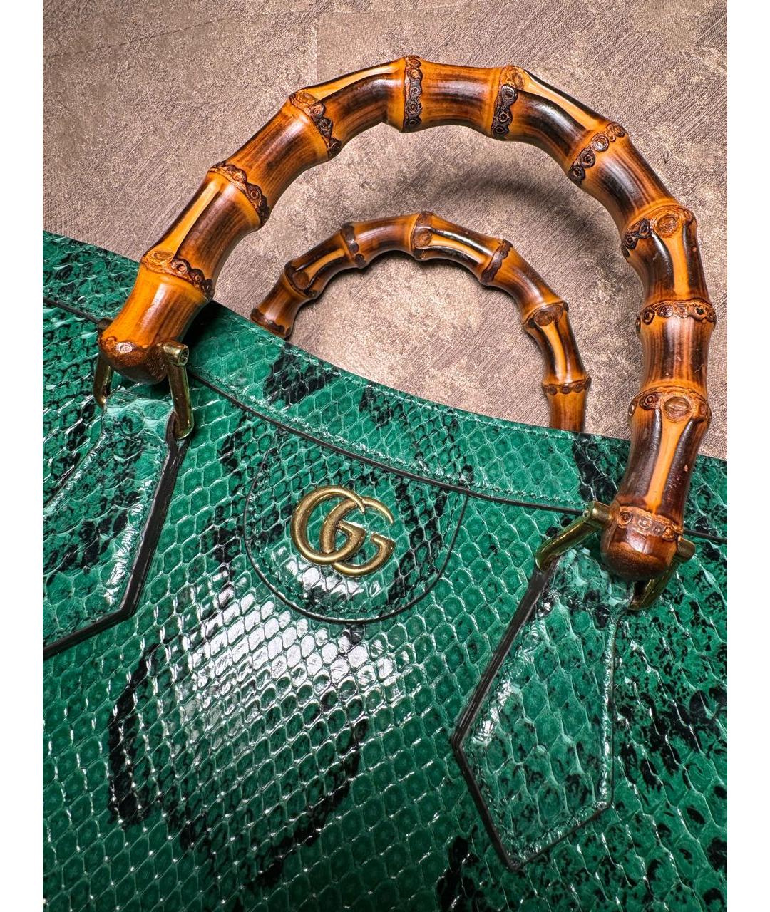 GUCCI Зеленая сумка тоут из экзотической кожи, фото 6