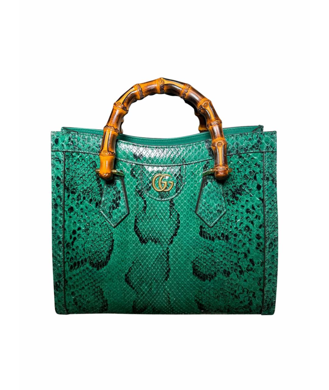 GUCCI Зеленая сумка тоут из экзотической кожи, фото 1