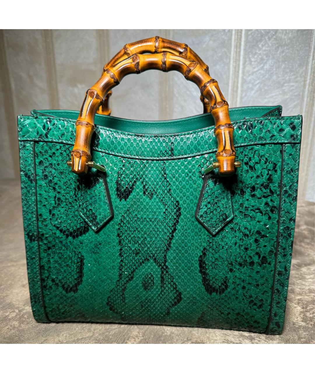 GUCCI Зеленая сумка тоут из экзотической кожи, фото 3