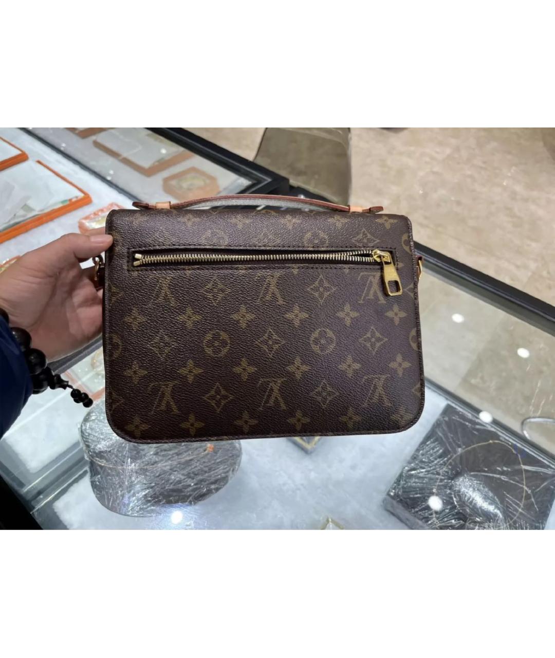 LOUIS VUITTON Коричневая кожаная сумка через плечо, фото 4