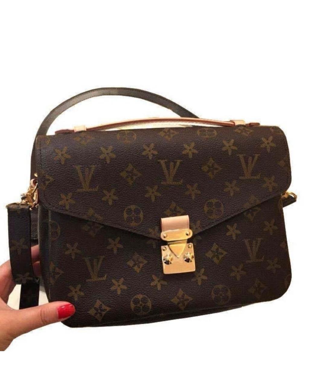 LOUIS VUITTON Коричневая кожаная сумка через плечо, фото 2