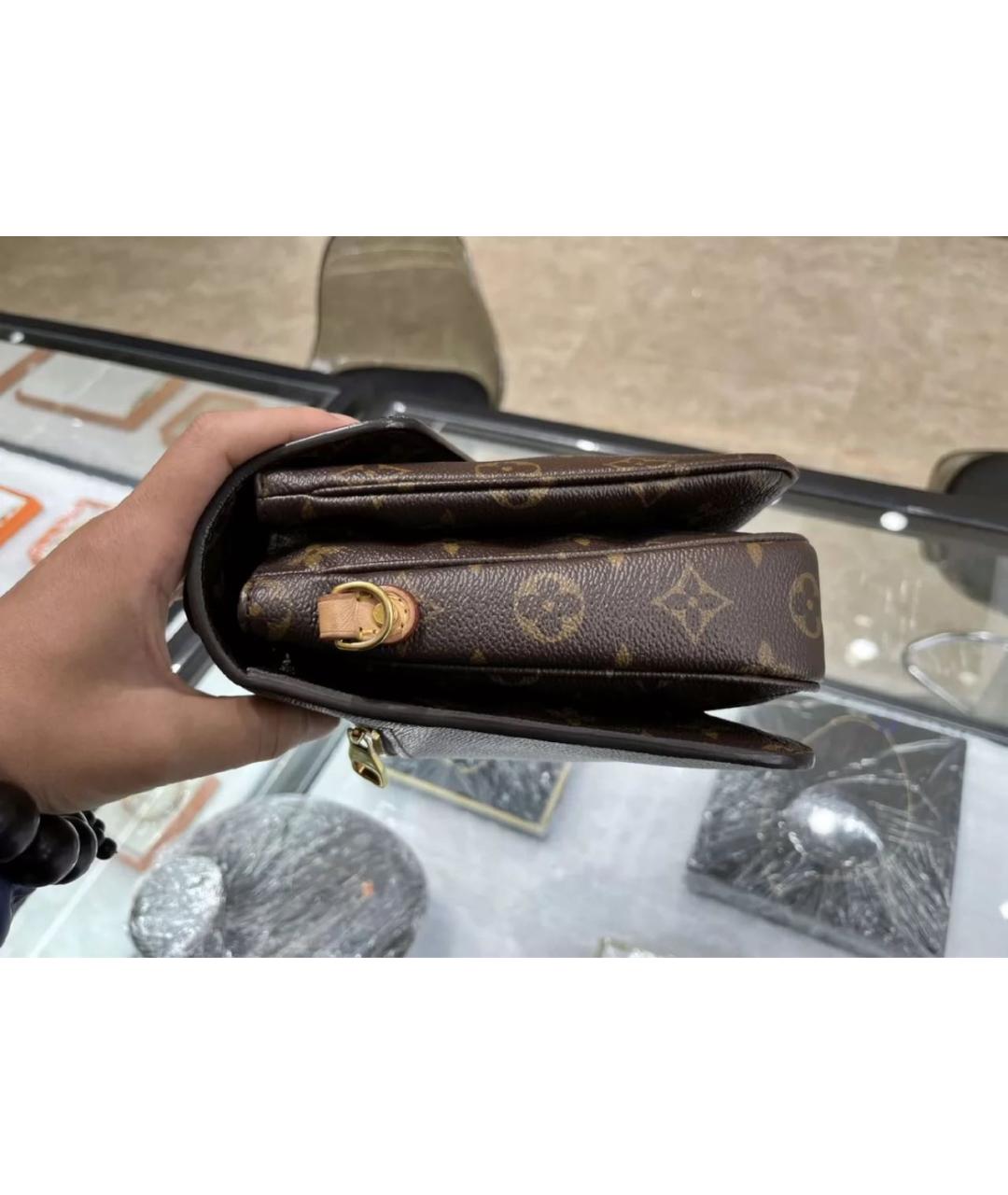 LOUIS VUITTON Коричневая кожаная сумка через плечо, фото 8
