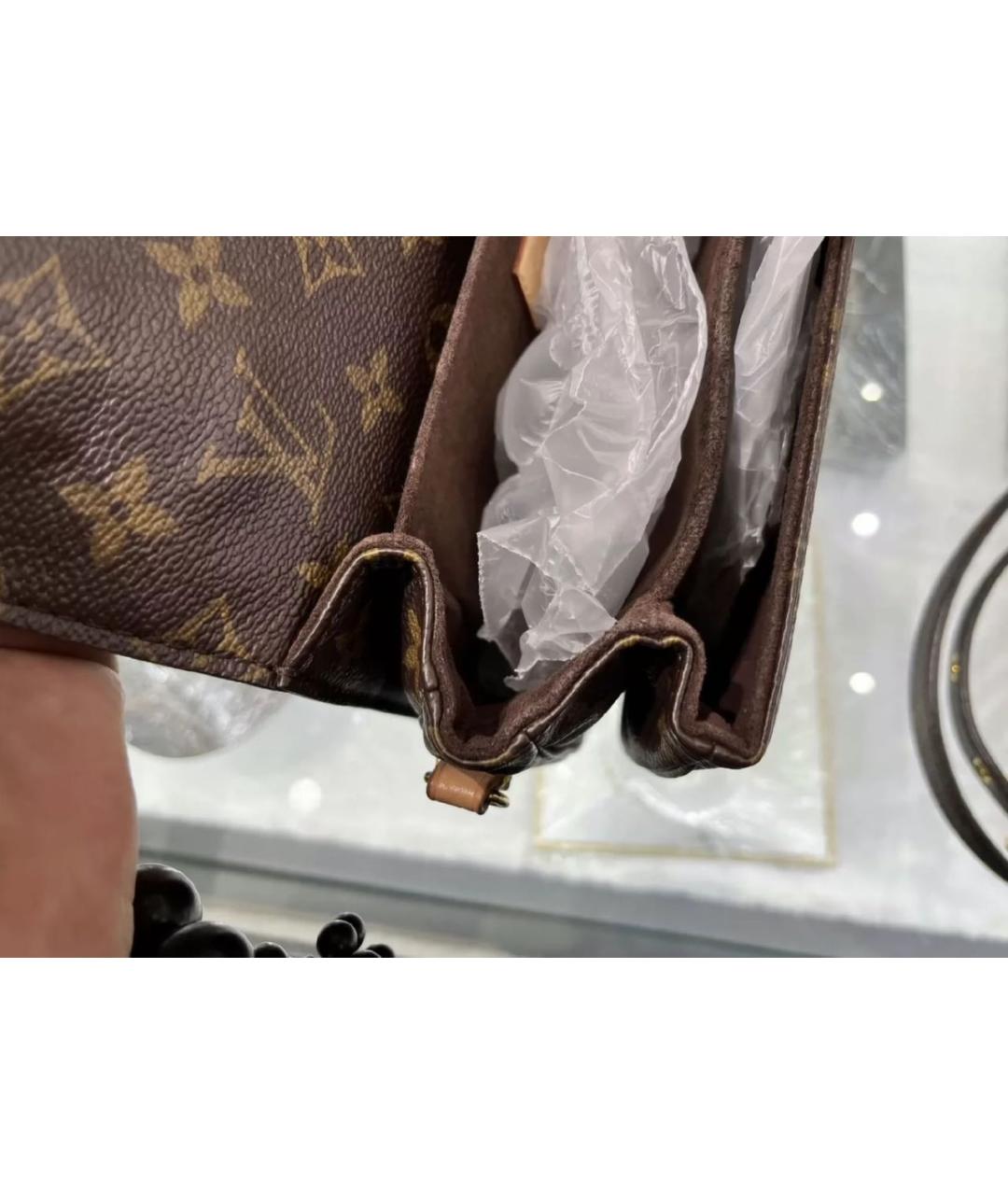LOUIS VUITTON Коричневая кожаная сумка через плечо, фото 6