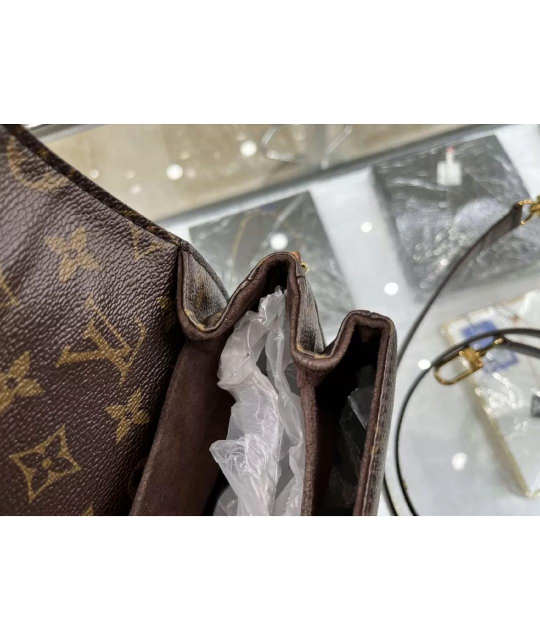 LOUIS VUITTON Коричневая кожаная сумка через плечо, фото 5
