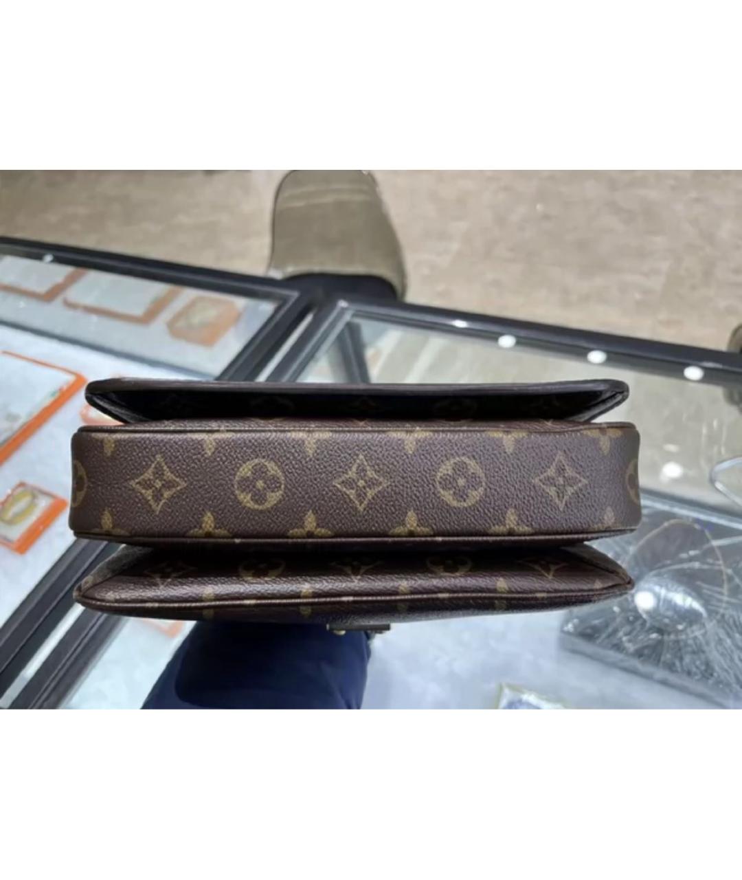 LOUIS VUITTON Коричневая кожаная сумка через плечо, фото 7