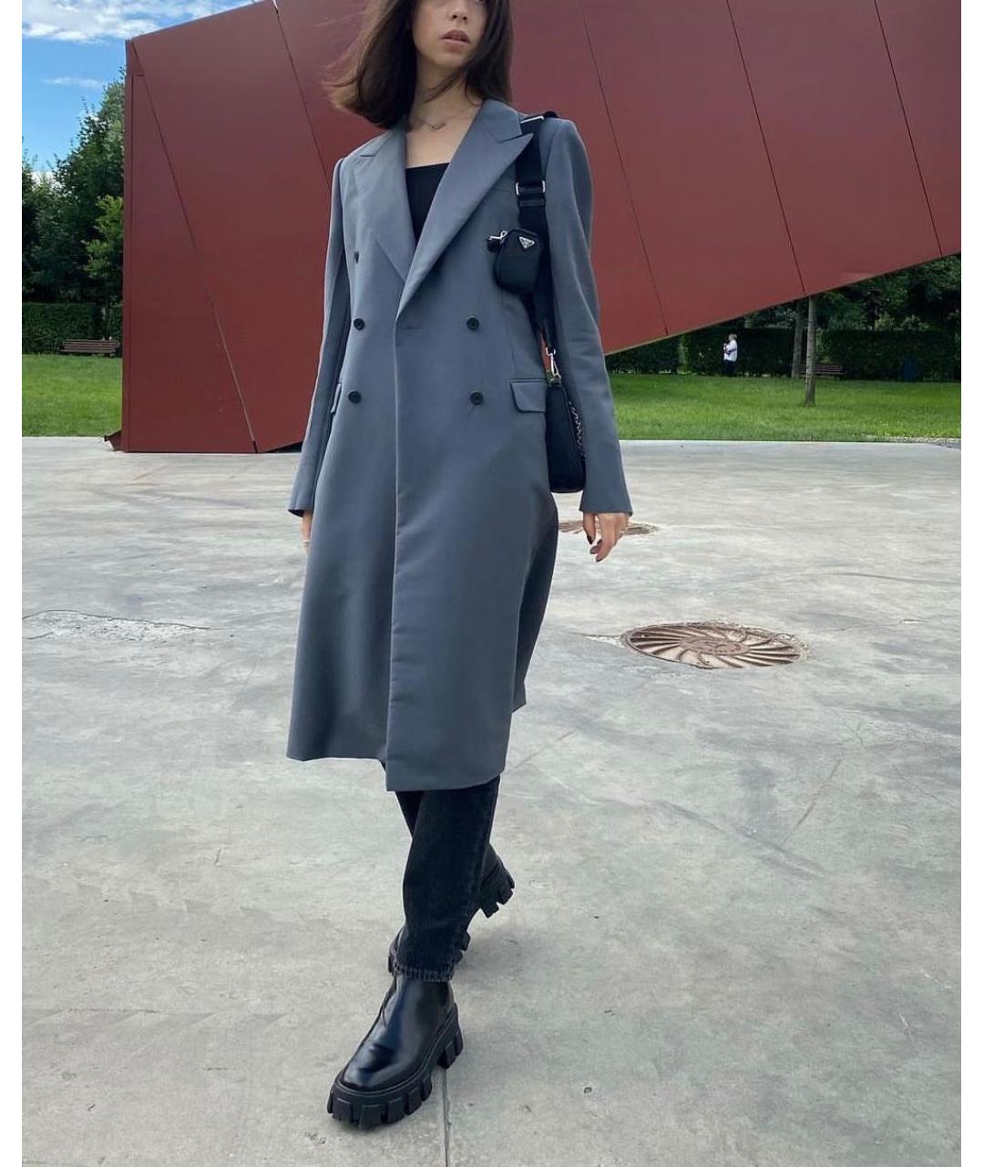 PRADA Серое шерстяное пальто, фото 5