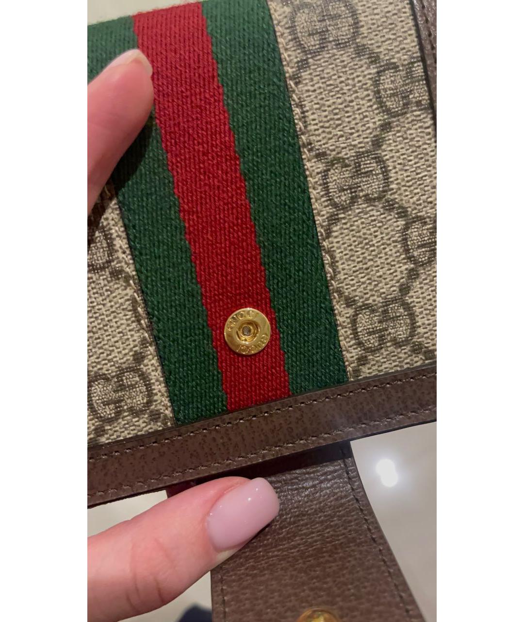 GUCCI Бежевый кожаный кошелек, фото 8