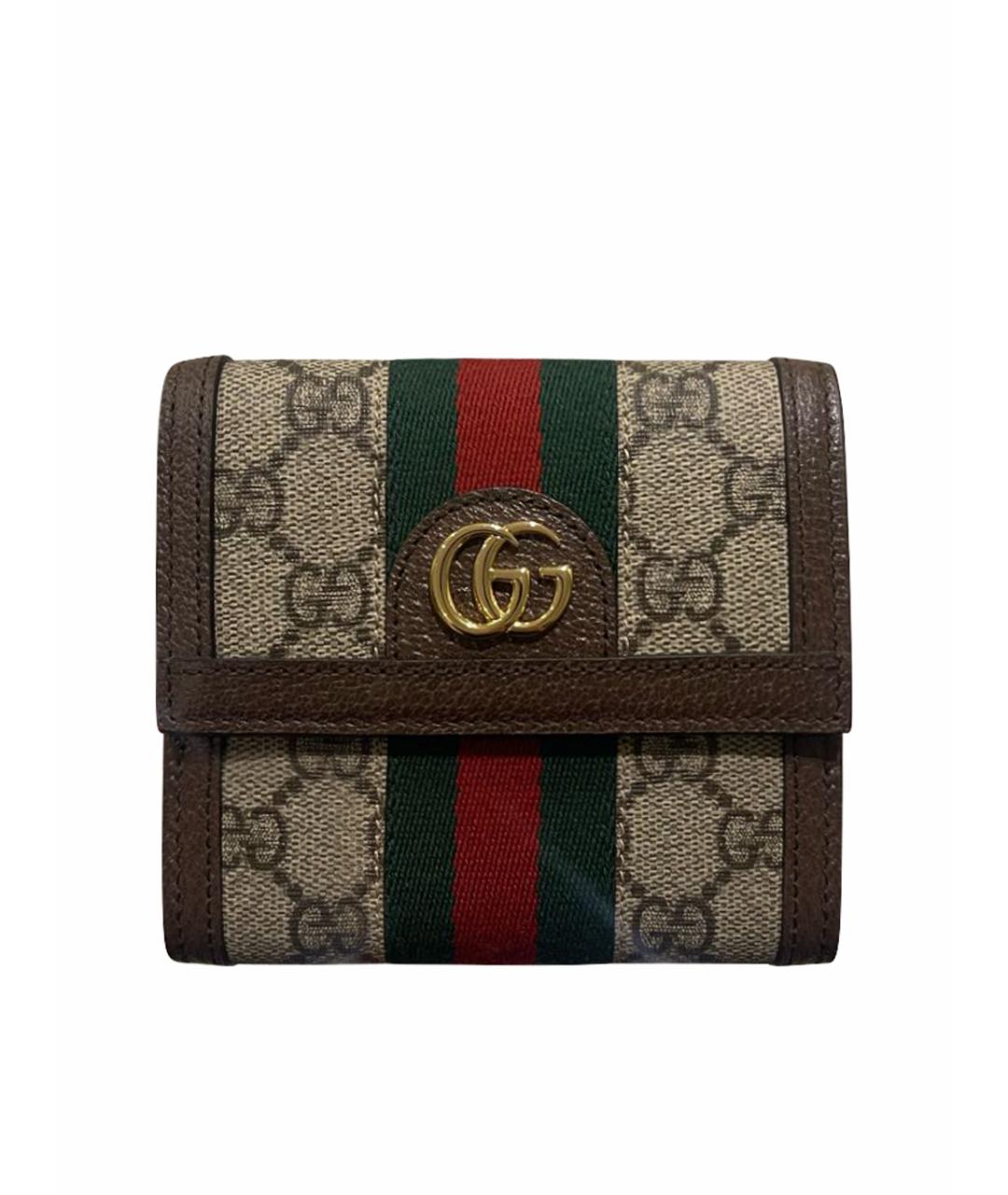 GUCCI Бежевый кожаный кошелек, фото 1