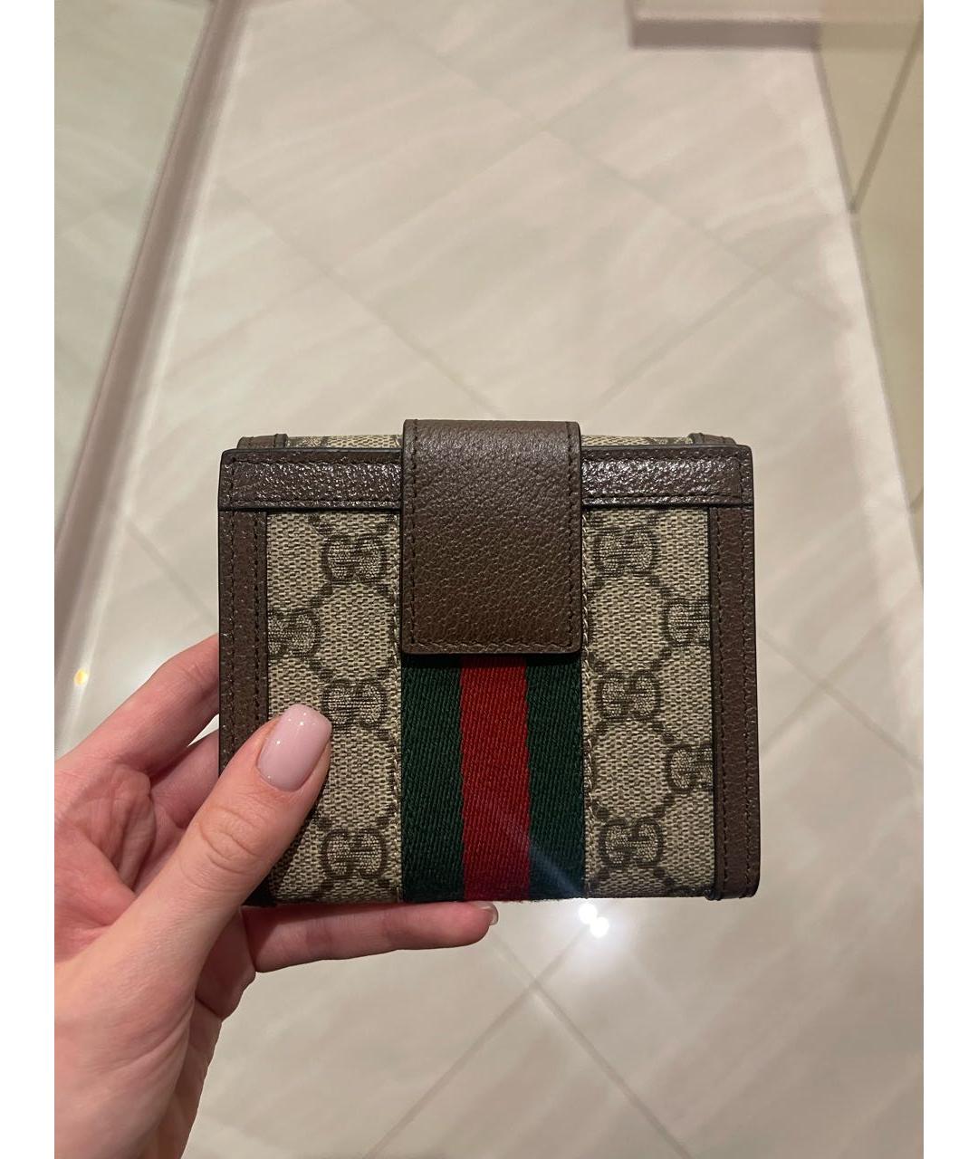 GUCCI Бежевый кожаный кошелек, фото 3