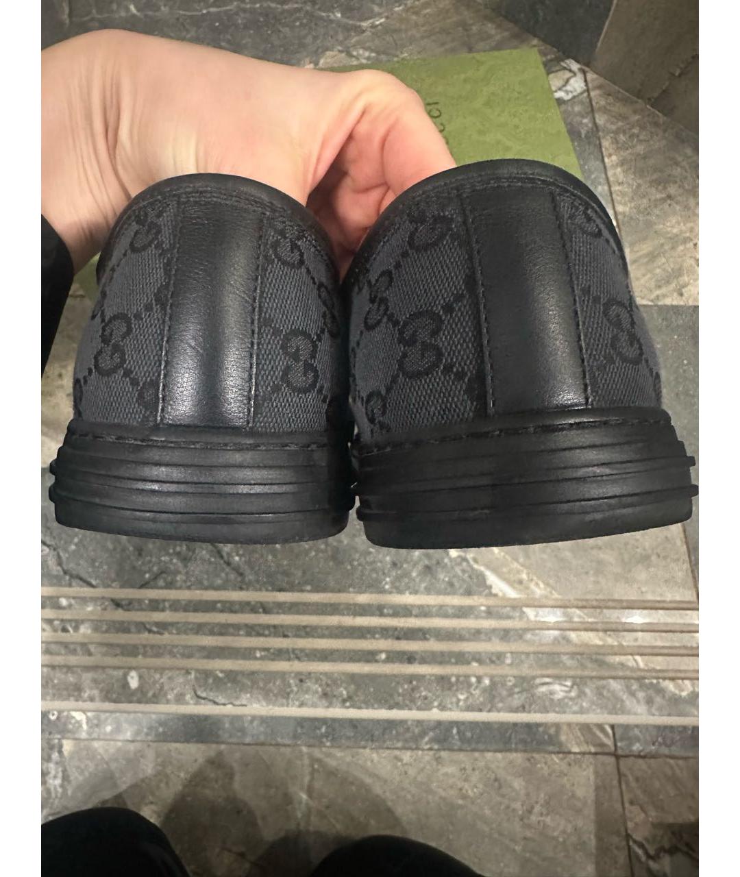 GUCCI Серые текстильные низкие кроссовки / кеды, фото 5