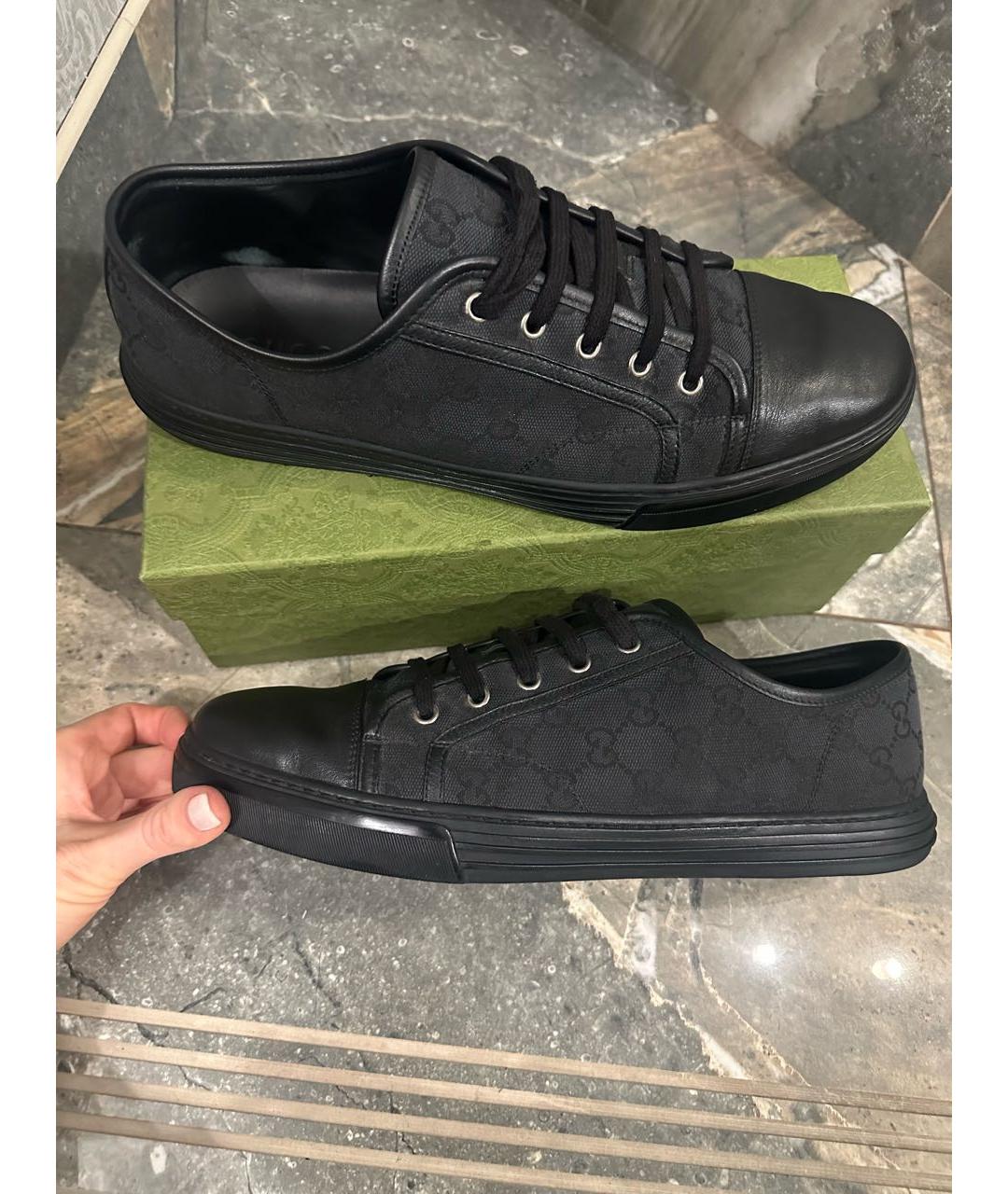 GUCCI Серые текстильные низкие кроссовки / кеды, фото 8